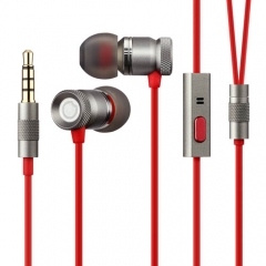Earbuds with microphone, GGMM In-ear Earphones Full Metal Ear Buds Headphones with Mic In-Line Control Universal for iPhone, Samsung, Nightingale Gray